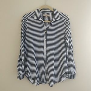 Loft blue & white striped cotton button down